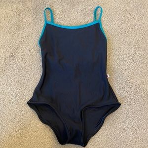 Yumiko Xs black with turquoise blue trim